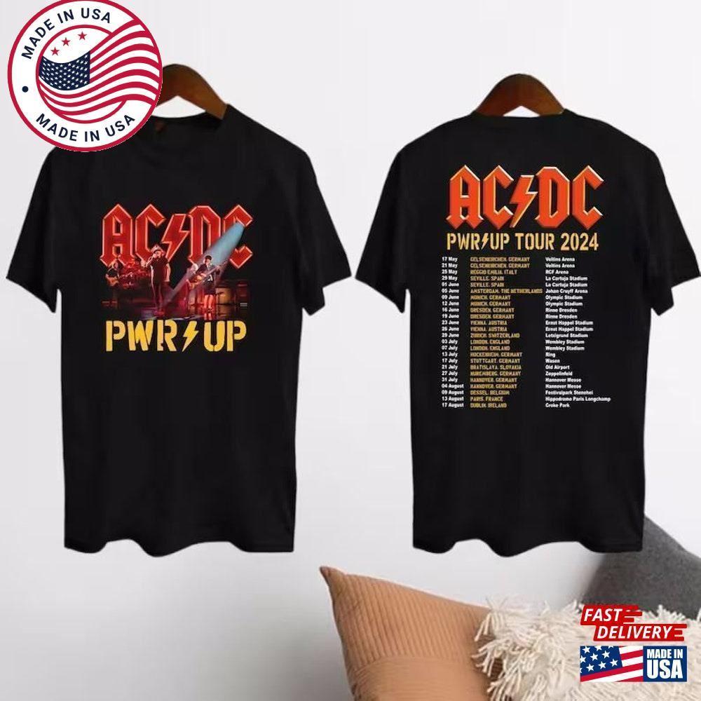 Acdc Pwr Up World Tour Shirt Rock Band Graphic Fan Gift Classic 2 Sided